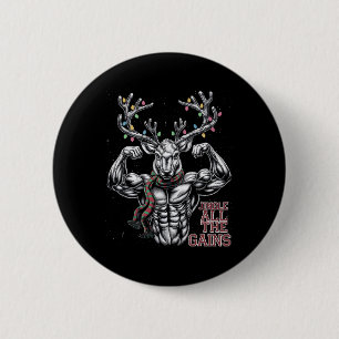 Kerst rendier sportschool workout jingle alle wins ronde button 5,7 cm