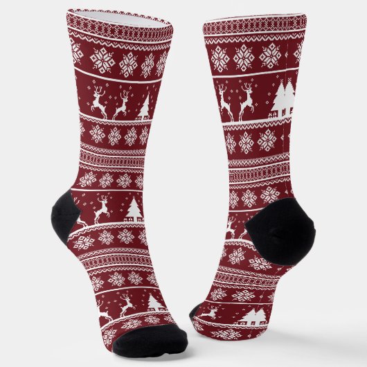 Kerst Rendier Trui Patroon Sokken (Gebogen)