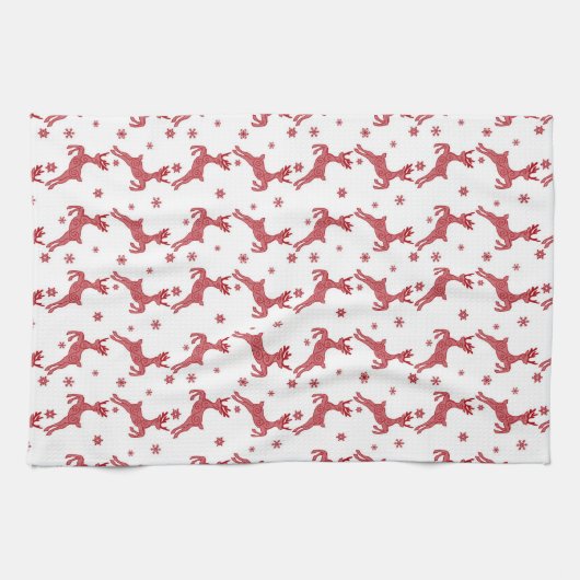 Kerst rendier Vakantie keukenhanddoek (Horizontaal)