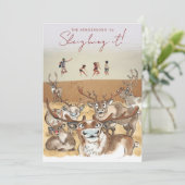 Kerst rendier vakantiefoto kaart Bleekgrijs (Staand voorkant)