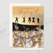 Kerst rendier vakantiefoto kaart goudgeel (Voorkant / Achterkant)