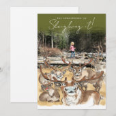 Kerst Rendier vakantiefoto kaart Olijfgroen (Voorkant / Achterkant)