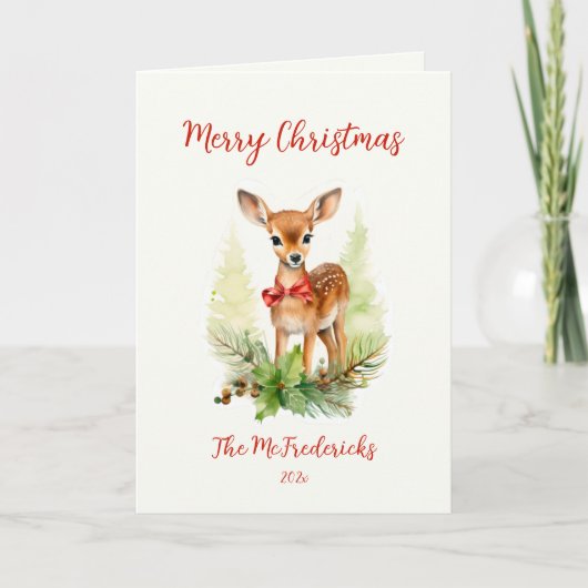 Kerst Rendier Vintage Vakantie Kaart (Voorkant)