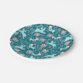 Kerst rendier vogel patroon aqua papier bord (Gekanteld)