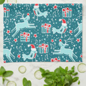 Kerst rendier vogel patroon keukenhanddoek (Gevouwen)