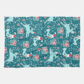 Kerst rendier vogel patroon keukenhanddoek (Horizontaal)