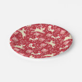 Kerst rendier vogel patroon rood papier bord (Gekanteld)