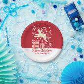 Kerst rendier vogelpatroon rood papier borden papieren bordje (Feest)