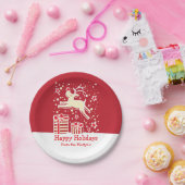 Kerst rendier vogelpatroon rood papier borden papieren bordje (Feest)