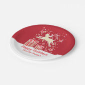Kerst rendier vogelpatroon rood papier borden papieren bordje (Gekanteld)