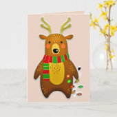 kerst rendier wenskaart kaart (Gele Bloem)