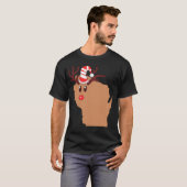 Kerst Rendier Wisconsin Rendier Hoofd gewei T-shirt (Voorkant volledig)