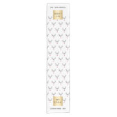 Kerst rendier wit rood bedrijfslogo korte tafelloper (Voorkant)