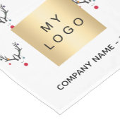 Kerst rendier wit rood bedrijfslogo korte tafelloper (Hoek)