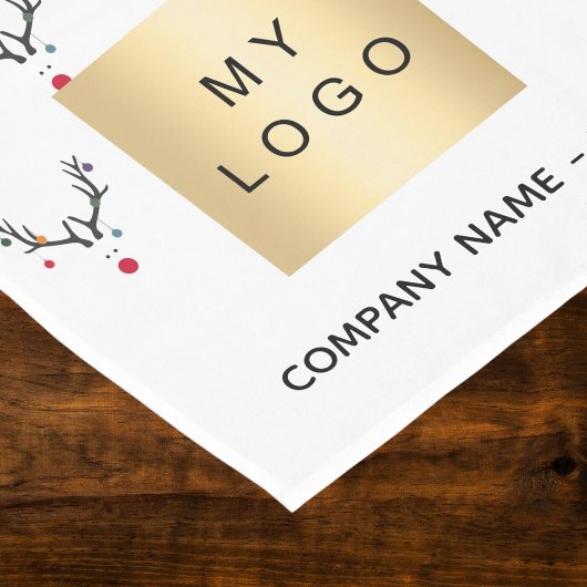 Kerst rendier wit rood bedrijfslogo korte tafelloper