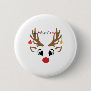 Kerst Rendier Xmas Licht Familie Matching Mannen Ronde Button 5,7 Cm