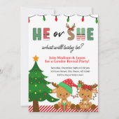 Kerst rendieren Baby Geslacht Onthulling Party Kaart (Voorkant)