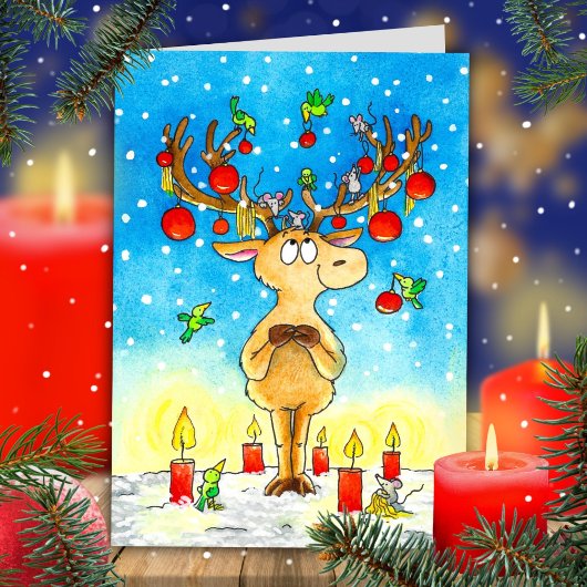 Kerst Rendieren Bedankkaart