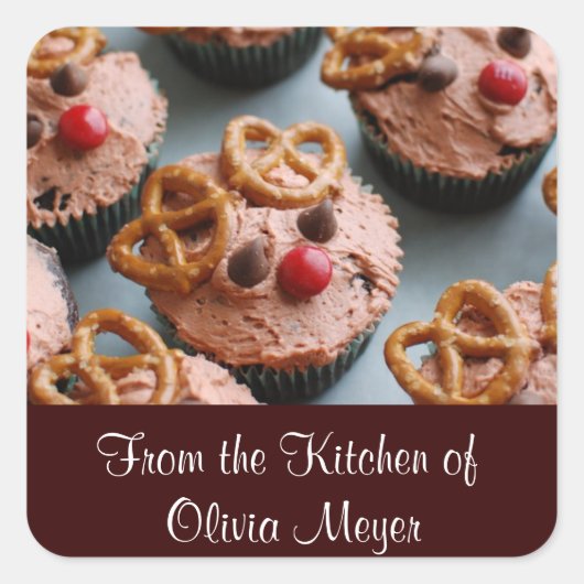 Kerst rendieren cupcakes vakantie Stickers (Voorkant)
