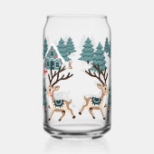 Kerst rendieren en sneeuwman tussen de bomen blikvorm glas (Rechts)