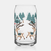 Kerst rendieren en sneeuwman tussen de bomen blikvorm glas (Links)