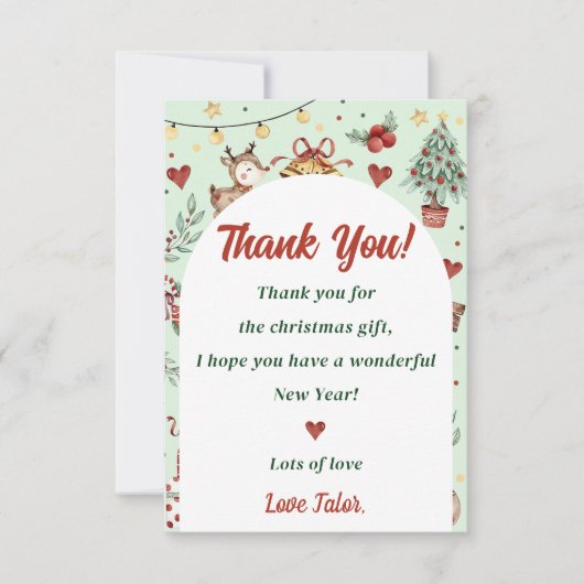 Kerst rendieren feest bedankkaart (Voorkant)