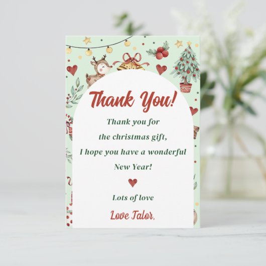 Kerst rendieren feest bedankkaart (Staand voorkant)