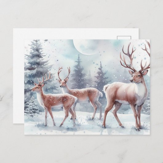 Kerst Rendieren Feestdagenkaart (Voorkant / Achterkant)
