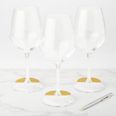 Kerst Rendieren Gele Mosterd Achtergrond Wijnglaslabel (Set)