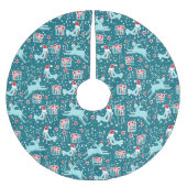 Kerst rendieren geschenken en vogels aqua blauwgro kerstboom rok (Voorkant)