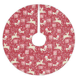 Kerst rendieren geschenken en vogels rode crème ro kerstboom rok