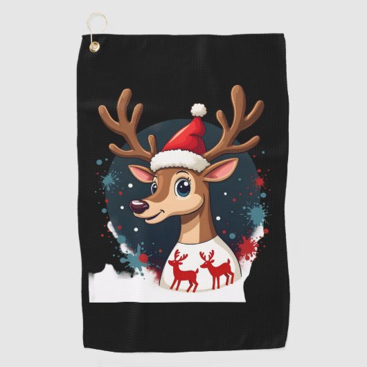 kerst Rendieren Golfhanddoek (Voorkant)
