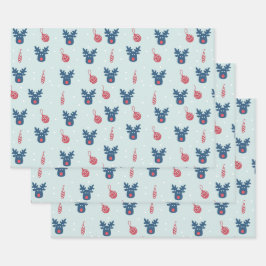 Kerst rendieren inpakpapier vel