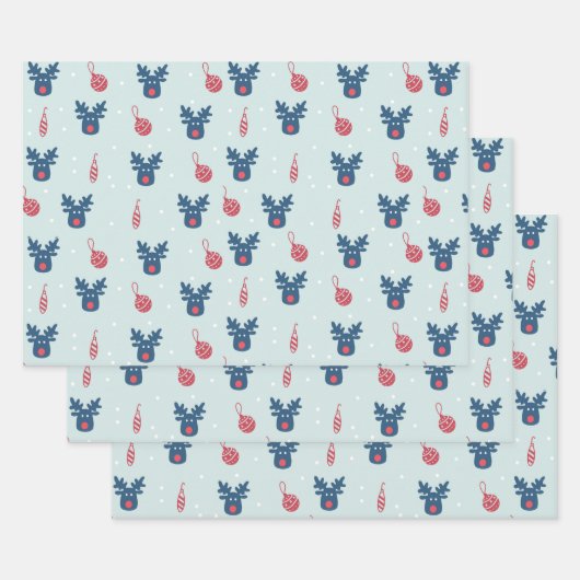 Kerst rendieren inpakpapier vel (Set)