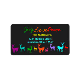 Kerst rendieren Joy Love Peace Adresetiketten Etiket