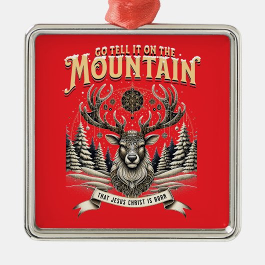 Kerst Rendieren Metalen Ornament (Voorkant)