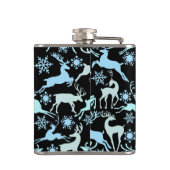 Kerst Rendieren Patroon, licht koele tinten 01 Heupfles (Achterkant)