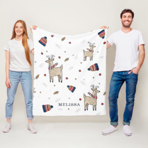 Kerst rendieren Petten rustiek gepersonaliseerd Fleece Deken