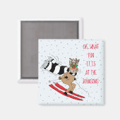 Kerst Rendieren Skiën Magneet (Voorkant / Achterkant)