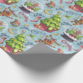 Kerst rendieren & sneeuw Wereldbollen Cadeaupapier (Hoek)