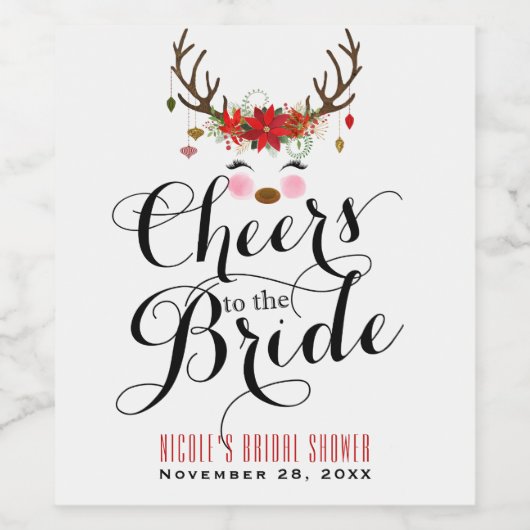 Kerst rendieren vakantie gejuich Vrijgezellenfeest Wijn Etiket (Enkel label)