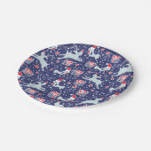 Kerst rendieren vogel patroon papier borden papieren bordje (Gekanteld)