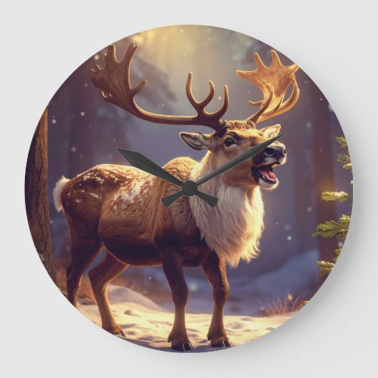 Kerst RENDIEREN VOOR SANTA'S HART Grote Klok (Voorkant)