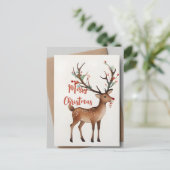 Kerst rendieren Waterverf Briefkaart (Staand voorkant)
