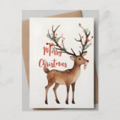 Kerst rendieren Waterverf Briefkaart (Voorkant)
