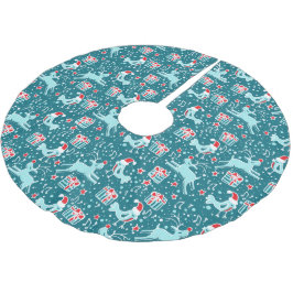 Kerst rendiergeeften en vogels aqua turquoise zoom kerstboom rok