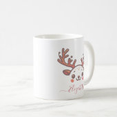 Kerst Rendiergewei Gezicht Aangepaste Naam Koffiemok (Voorkant rechts)