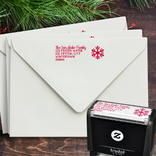 Kerst retour adres eenvoudige sneeuwvlok zelfinktende stempel