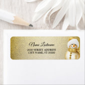 Kerst retour adres Gouden Sneeuwman Sneeuwvlokken Etiket (Insitu)