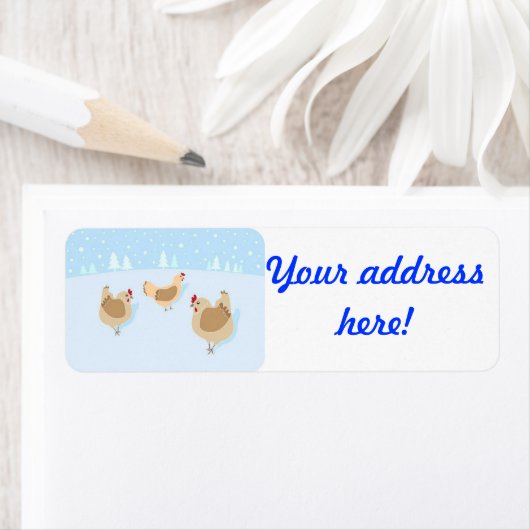 Kerst retour adres label met kippen! (Insitu)